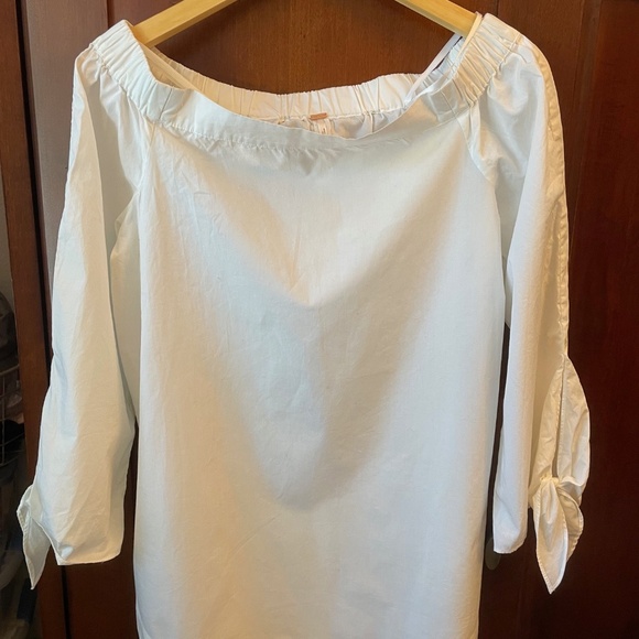 ☀️SALE☀️ NWT FREE PEOPLE Off The Shoulder 3/4 Sleeve Blouse W/Ties - Picture 2 of 7